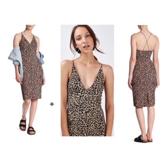 Topshop Dresses & Skirts - TOPSHOP~NWT~animal print~V NECK PLUNGE~MIDI DRESS